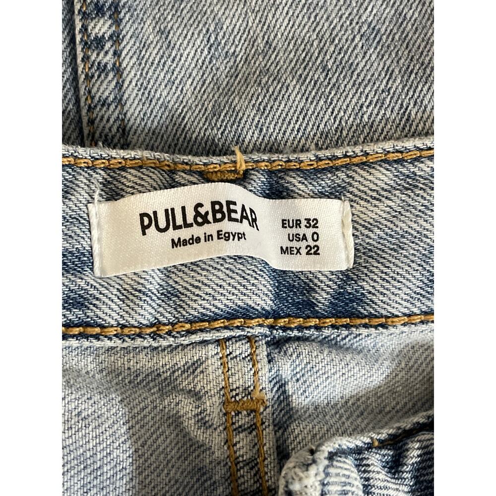 Pull & Bear Women's Blue Light Wash High Rise Wide Leg Baggy Denim Jeans Sz 0 - Picture 5 of 6